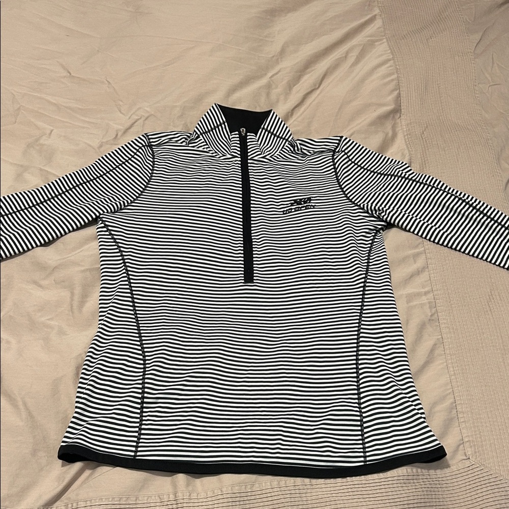 US Open Cutter & Buck Black and White Striped Half zip